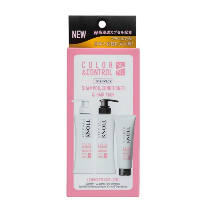 Kit Stephen Knoll Color e Control 2 Sachês Shampoo 10ml + 2 Sachês Condicionador 10ml + 1 Sachê Máscara 15g