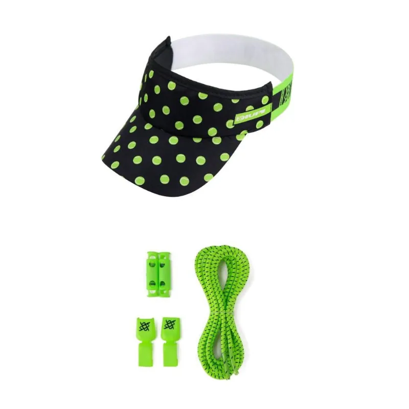 Kit 1 Viseira de Corrida e 1 Cadarço Elástico hupi Preto e Verde