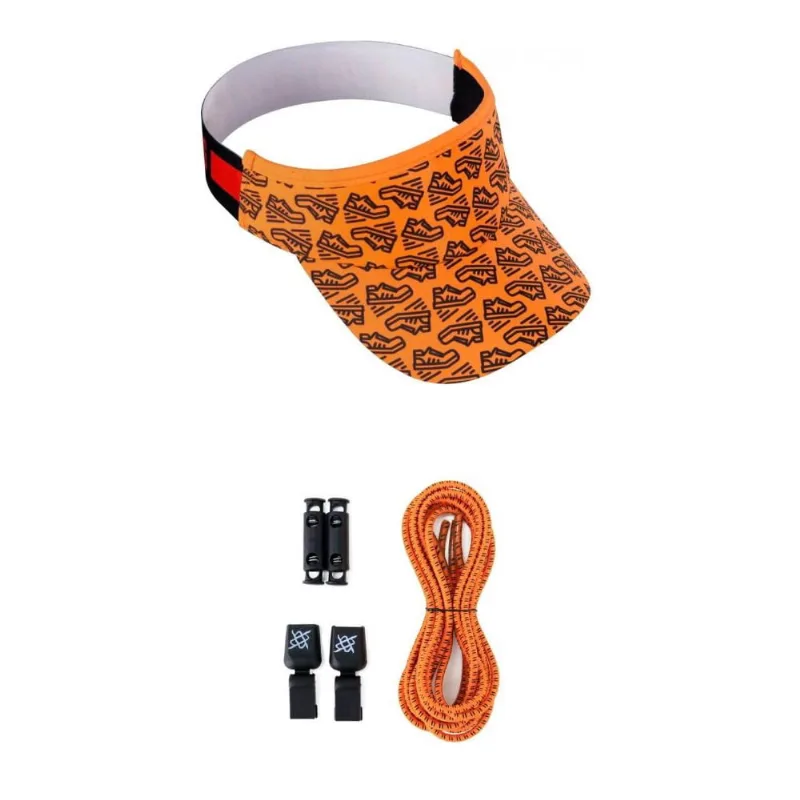 Kit 1 Viseira de Corrida e 1 Cadarço Elástico hupi Orange