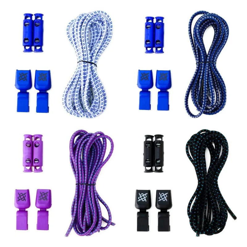 Cadarço Elástico hupi laces Corrida Azul - Kit 04 Pares