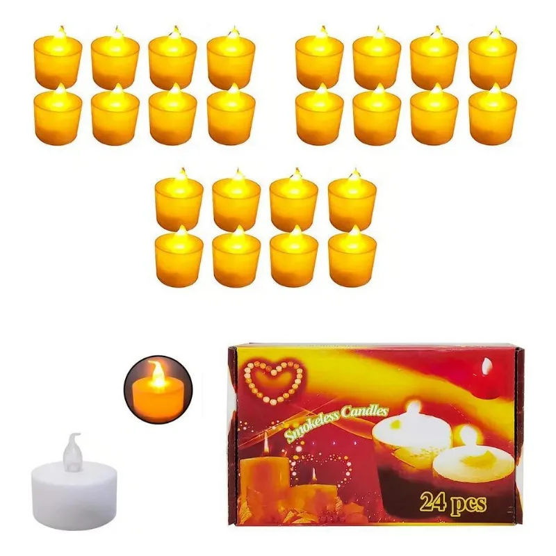 3x Kit 24 Velas Decorativas Eletrônicas De Led + Baterias +
