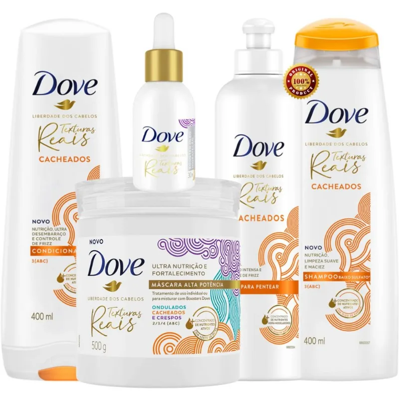 Kit Dove Texturas Reais Cabelo Cacheado Babosa Hidratação Completo 5-Produtos Kit Dove Texturas Reais Cabelo Cacheado Babosa Completo 5-Itens