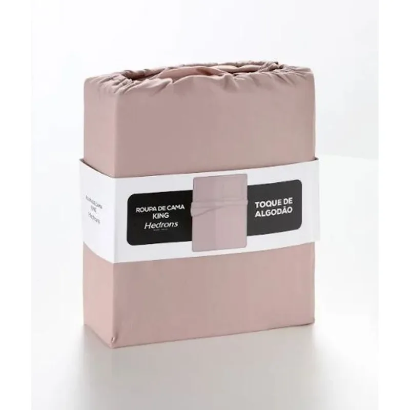 Jogo Roupa de Cama Toque de Algodão 4 Peças Rosa Tule Hedrons