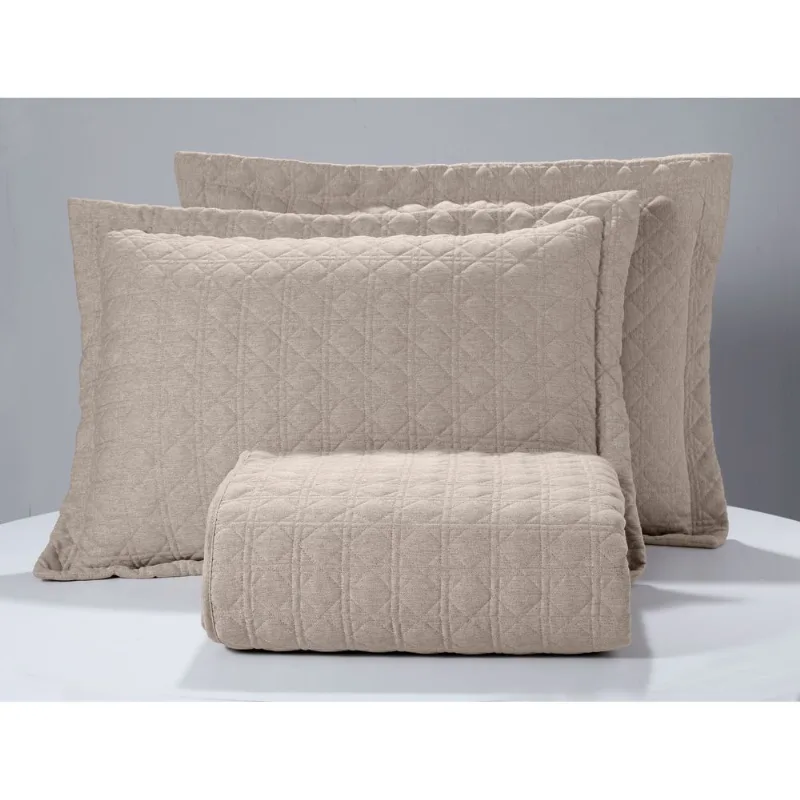 Jogo Cobre Leito Capri Queen Taupe Hedrons