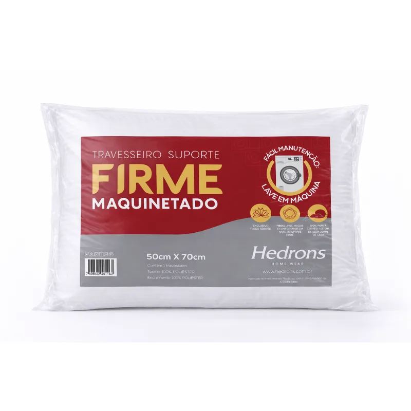 Travesseiro Maquinetado Suporte Firme Branco Hedrons - Hedrons