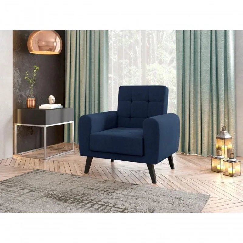 Poltrona Decorativa Pés De Madeira Livia - Azul Light - Matrix