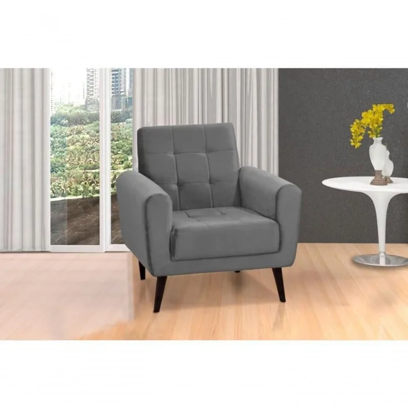 Poltrona Decorativa Pés De Madeira Livia Veludo - matrix