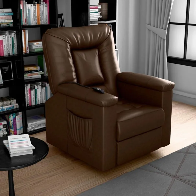 Poltrona Reclinável Elétrica Porshe Sintético Corino Marrom para Sala de Estar Matrix - Matrix