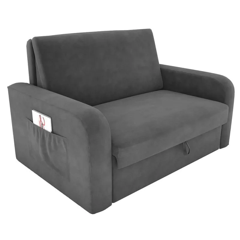 Sofá-Cama Retrátil com Baú Matrix Daiane Veludo Cinza Escuro - Matrix - Móveis