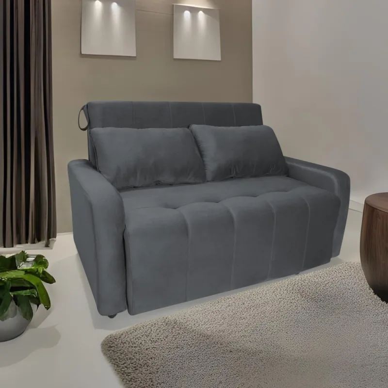 Sofá Cama Para Sala De Estar Amora New Veludo Matrix - Chumbo Chumbo - matrix - Agro