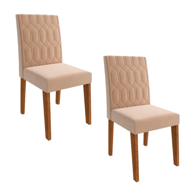 Conjunto com Duas Cadeiras Valença Bege - Cel Móveis - Cel Móveis
