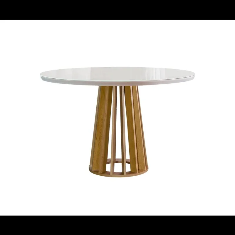 Mesa Berlim 1.00X1.00 Tampo Redondo Plus Vidro Off Cel Moveis - Cel Móveis