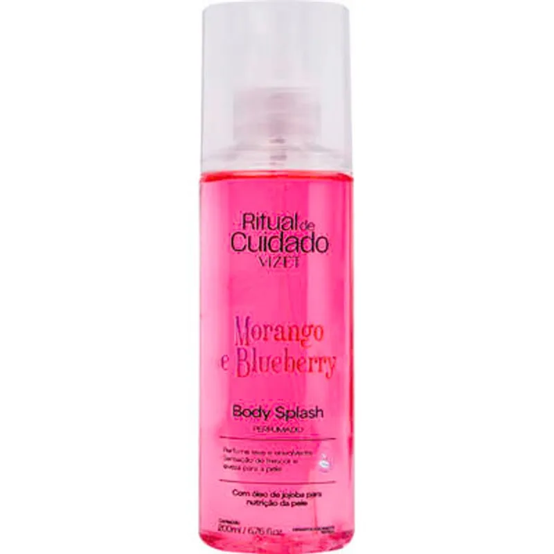 Body Splash Vizet Morango e Blueberry 200ml