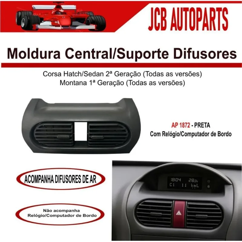 Moldura Central Suporte Difusor Corsa Montana Relógio Preto