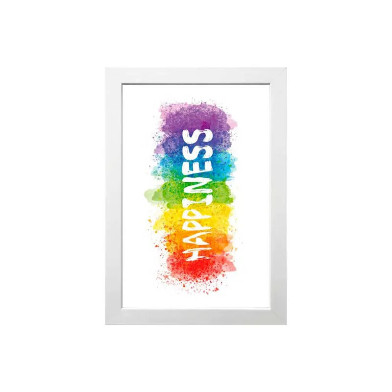 Quadro decorativo Happiness 23x33cm branco Infinity - Infinity