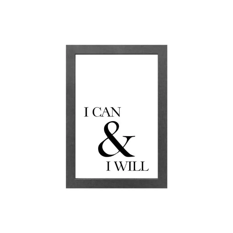 Quadro decorativo I Can I Will 23x33cm cinza Infinity - Infinity