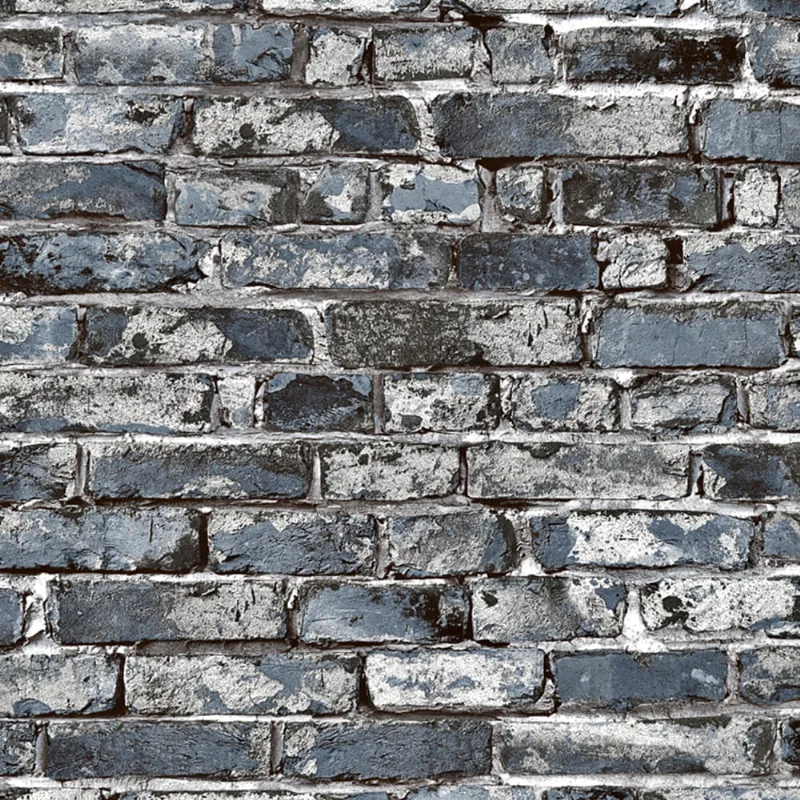Papel De Parede Essencial - Ess1060 B Tijolinho Cinza - Rolo Fechado De 53cm X 10mts Ess1060 Edantex