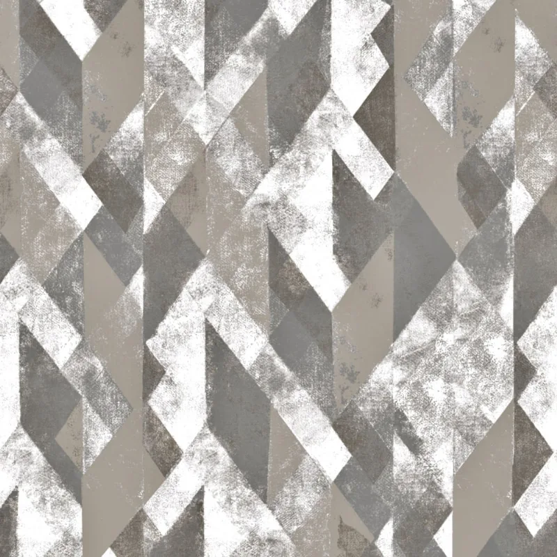 Papel De Parede Essencial - Ess1048 Geometrico Cinza/branco - Rolo Fechado De 53cm X 10mts Ess1048 Edantex