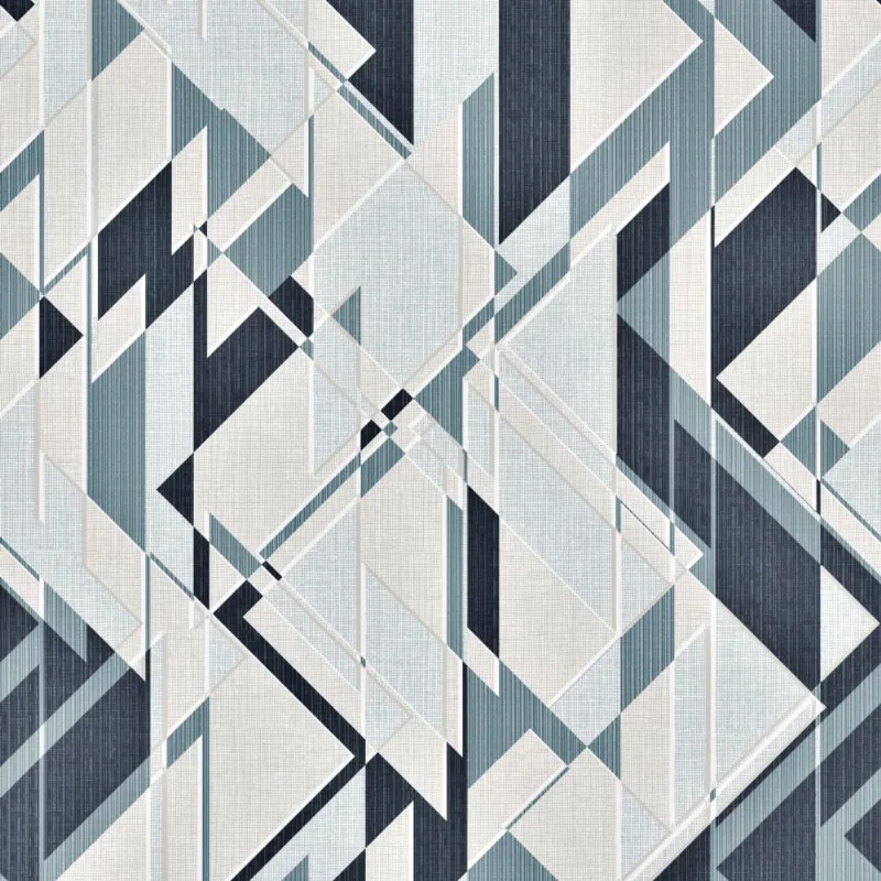 Papel De Parede Essencial - Ess1001 Geometrico Branco/azul - Rolo Fechado De 53cm X 10mts Ess1001 Edantex