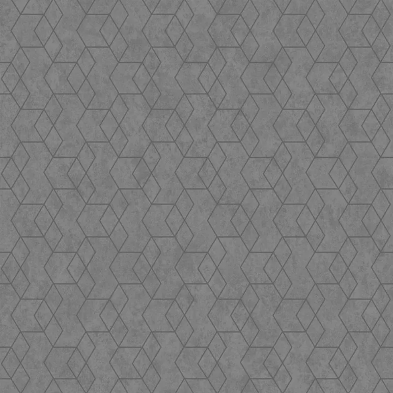 Papel De Parede Essencial - Ess1027 Geometrico Cinza/ Prata - Rolo Fechado De 53cm X 10mts Ess1027 Edantex