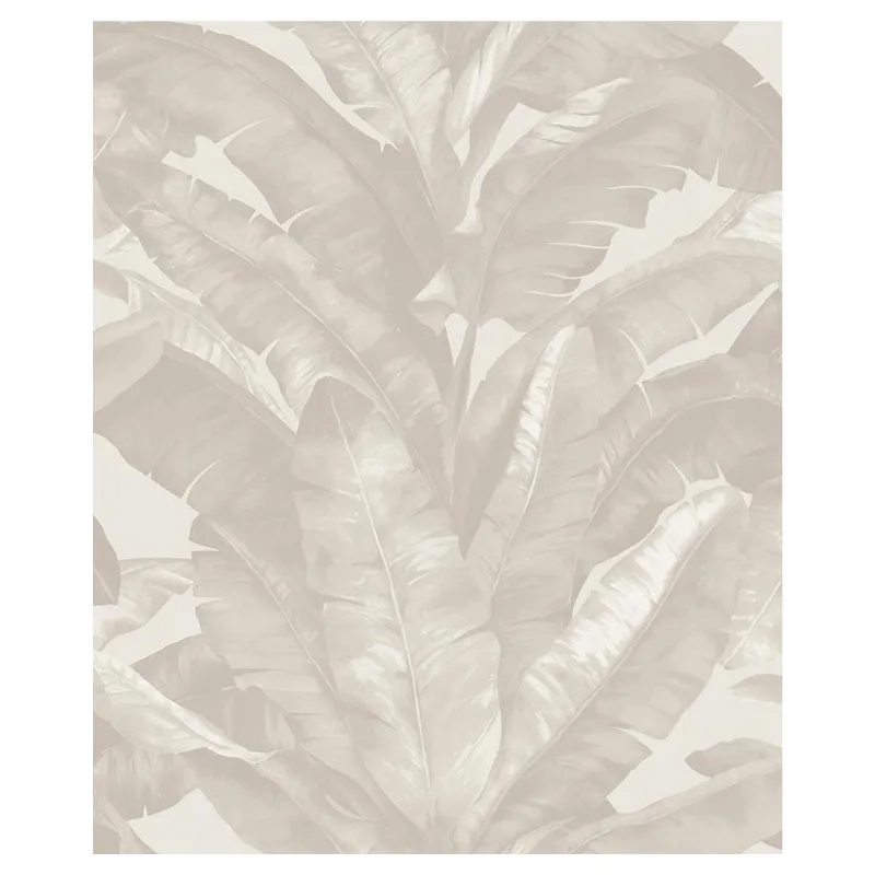 Papel De Parede Unique Un5010 Folhas Cinza Rolo Fechado de 53cm x 10mts Edantex