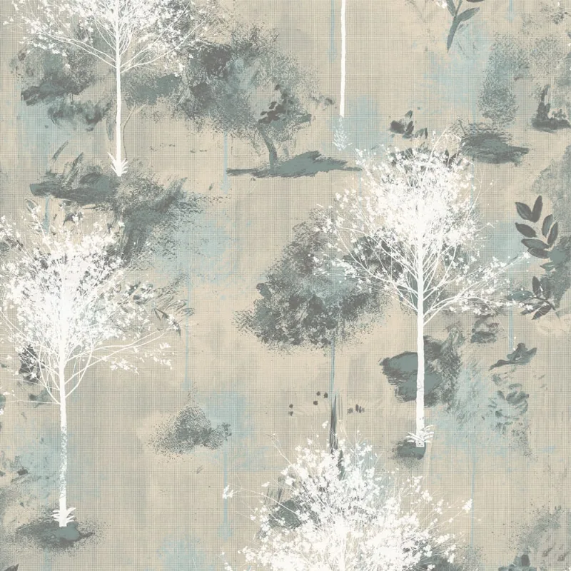 Papel De Parede Avalon 01 Floral Bege/ Branco /verde - Ava -105 Rolo De 53cm X 10mts Ava-105 Edantex