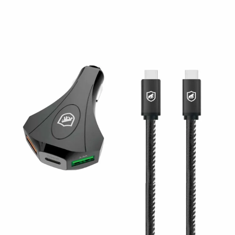 Kit Carregador Veicular Tank e Cabo Turbo Militar Tipo C / Tipo C - Gshield