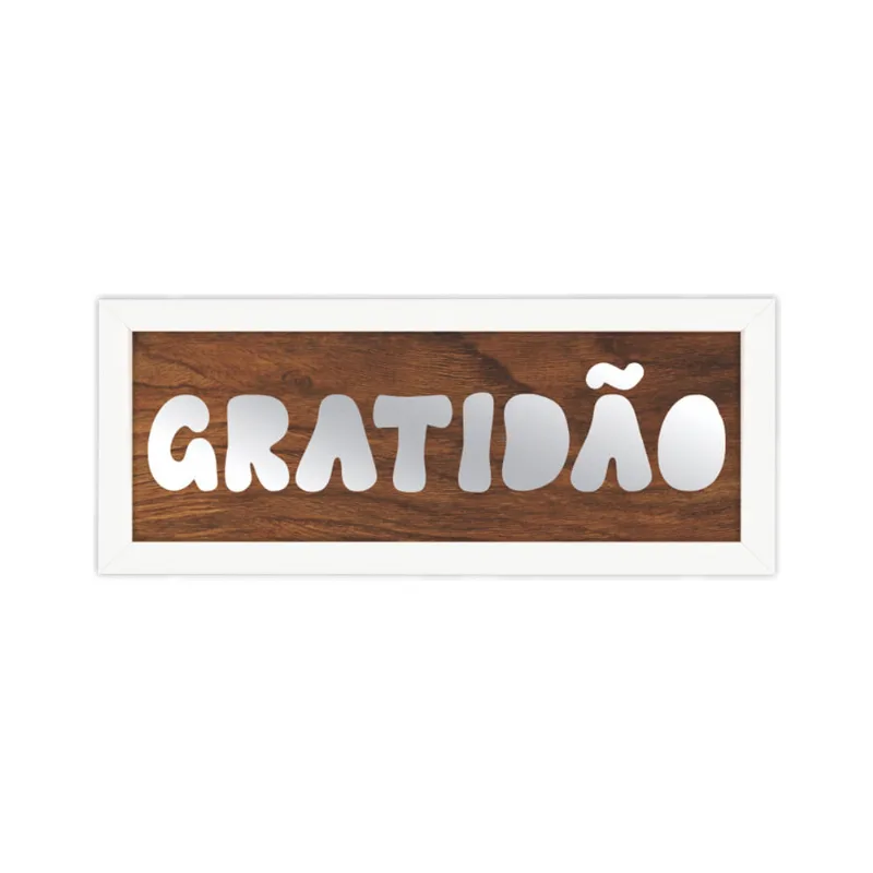 Quadro De Mesa Palavra 10x30 Recorte Mdf Com Espelho - Art Frame