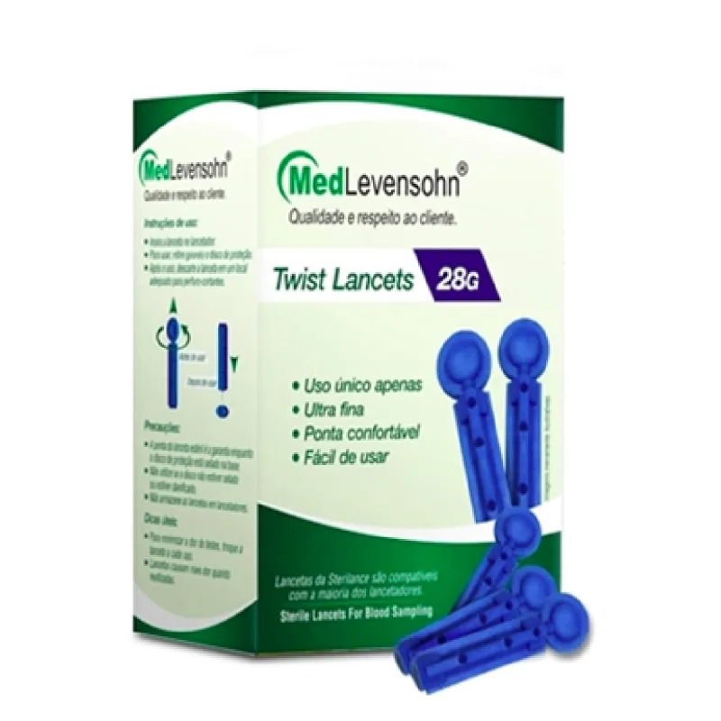 Lanceta Medlevensonh 28g Com 100 Lancetas Simples Azul - On Call