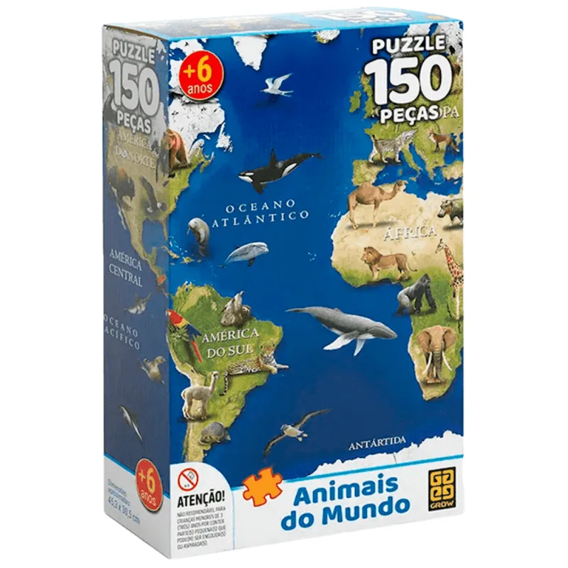 Quebra Cabeça Puzzle Animais do Mundo 150 pcs Grow