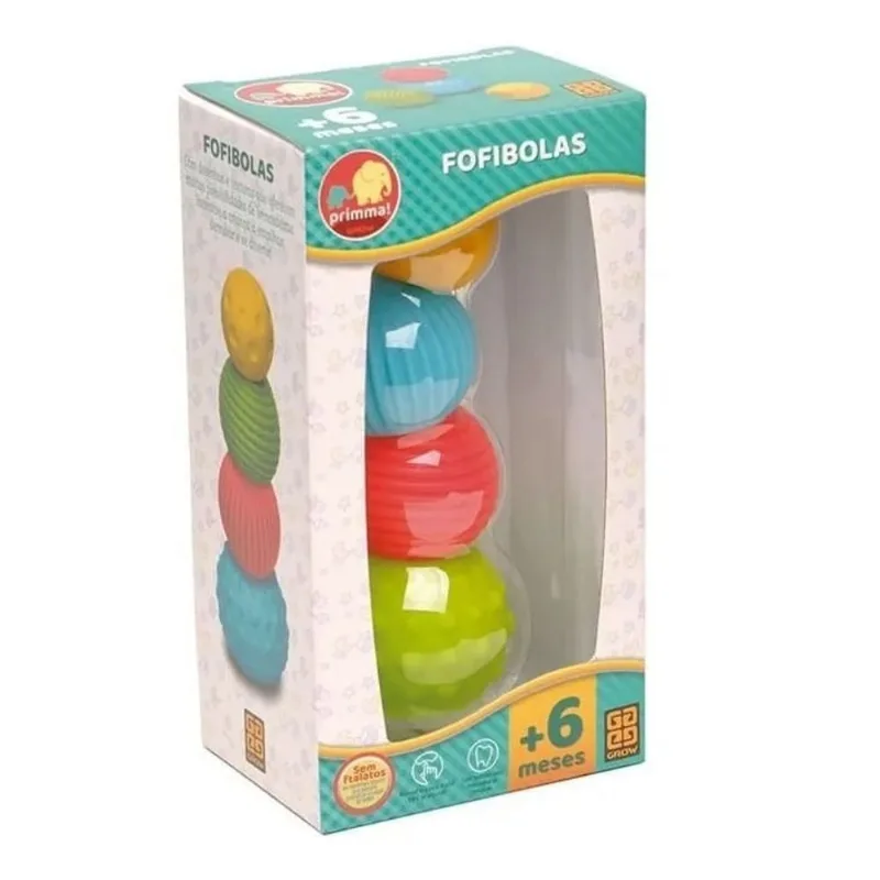 Brinquedo Educativo Fofibolas Mordedor e Empilhar - Grow 03420