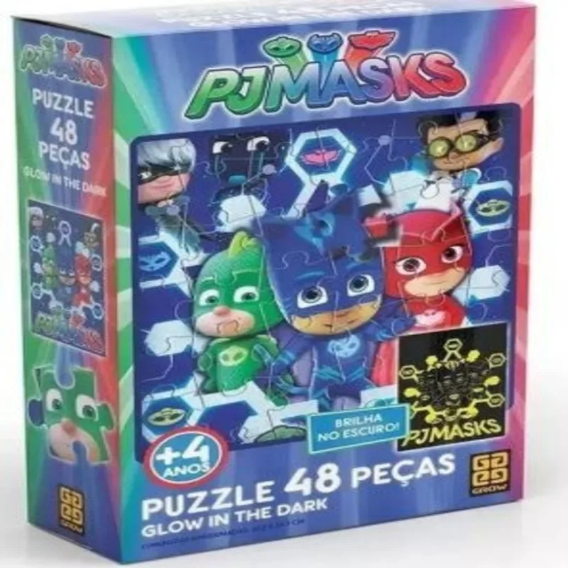 Quebra Cabeça 48 Pçs Pj Masks Brilha No Escuro Grow 3525