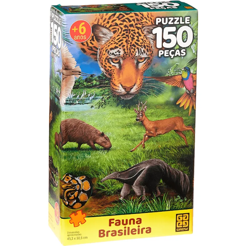 Quebra Cabeça Puzzle Fauna Brasileira 150 Peças Grow 3568