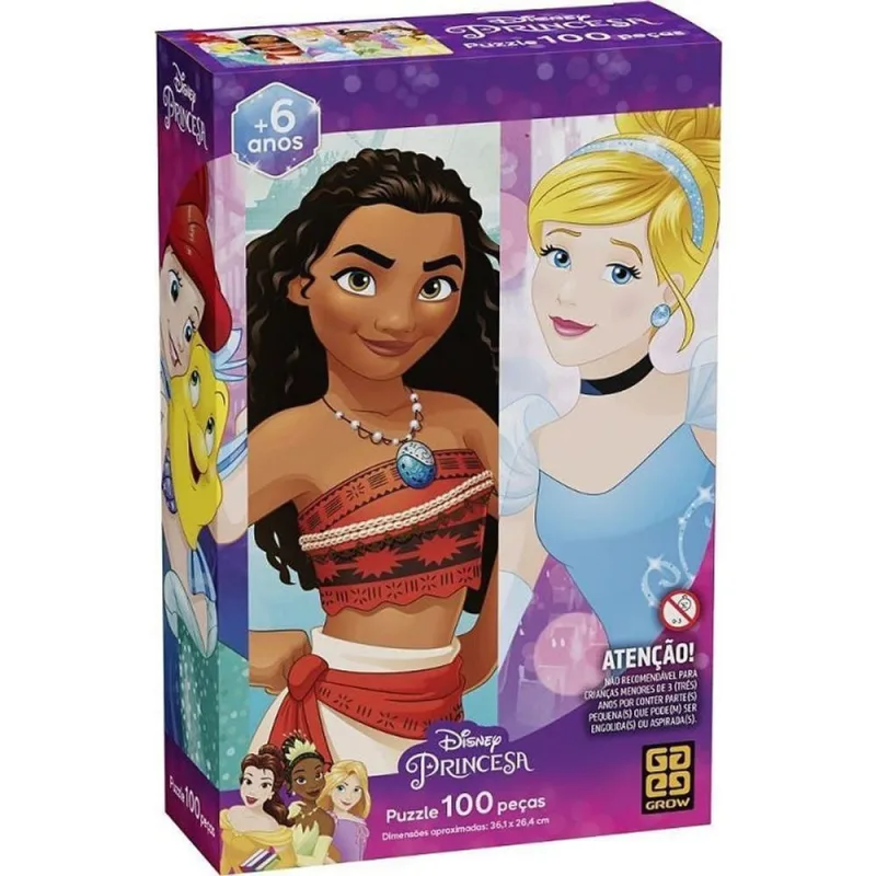 Quebra-Cabeça Cartonado Princesas 100 Peças Raciocínio Lógico Grow - Grow - Brinquedos