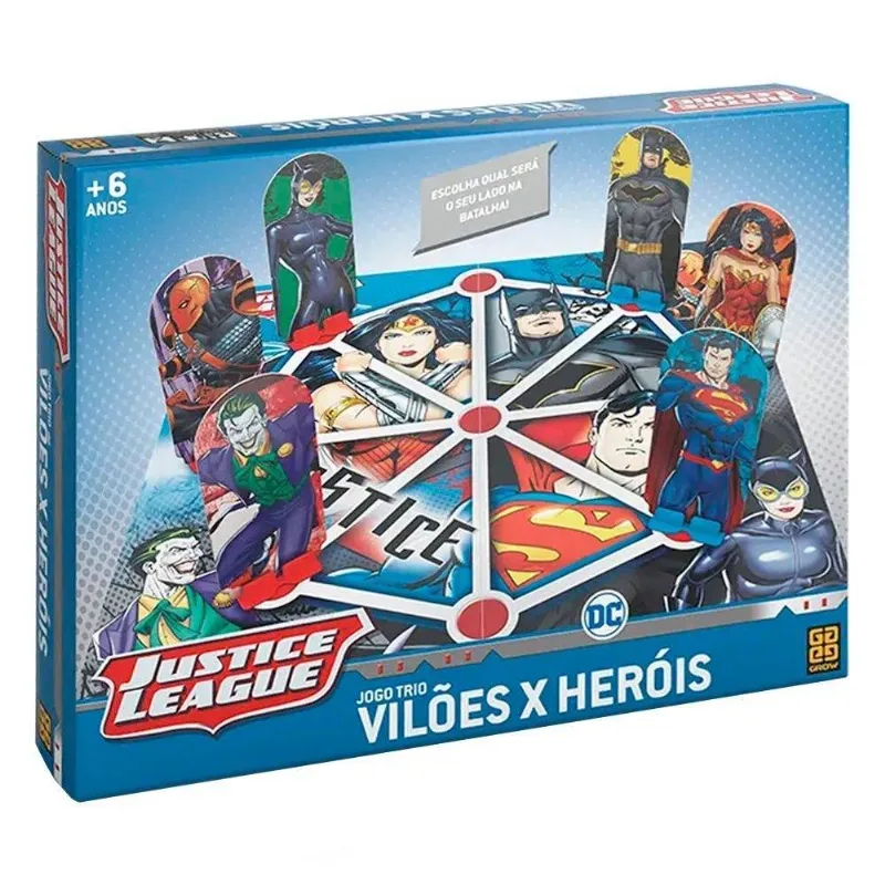 Jogo De Tabuleiro Dc Comics Trio Viloes X Heroes Grow +6Anos
