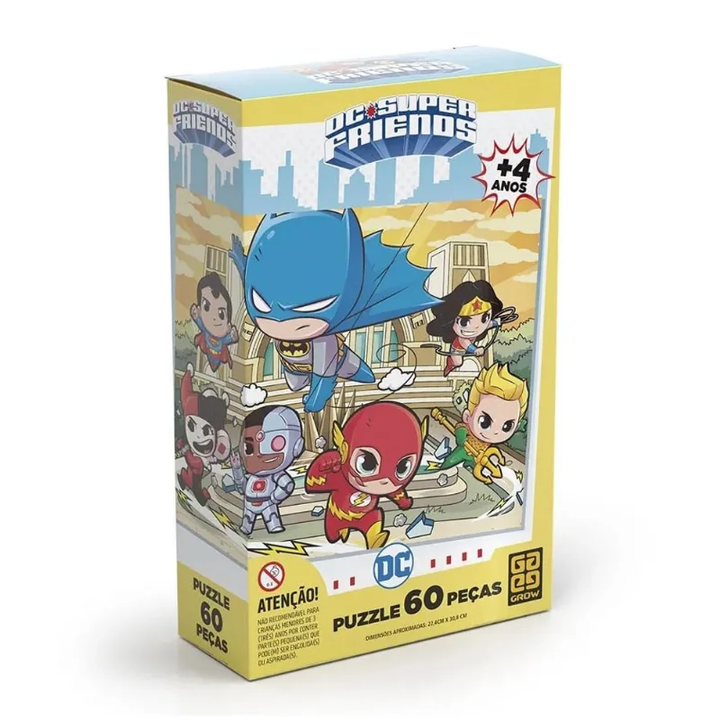 Quebra Cabeça Puzzle 60 Peças Dc Super Friends Liga da Justiça - Grow 03807