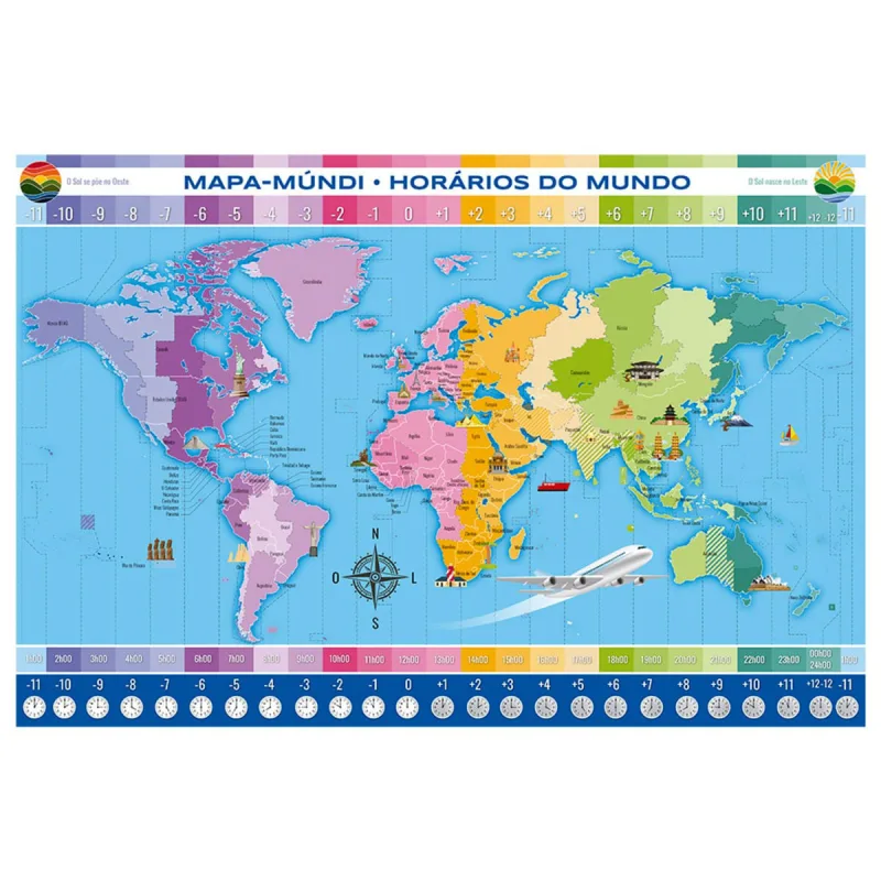 Quebra Cabeca - 200 pecas - Horarios do Mundo GROW - Grow