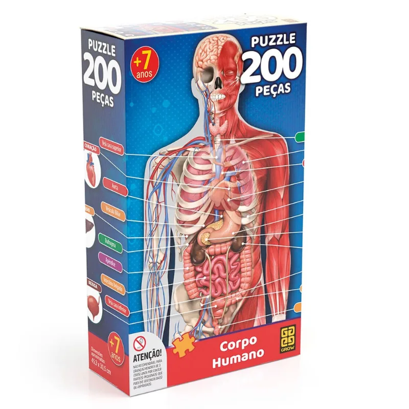 Quebra-Cabeça Grow Corpo Humano - 200 Peças 33353