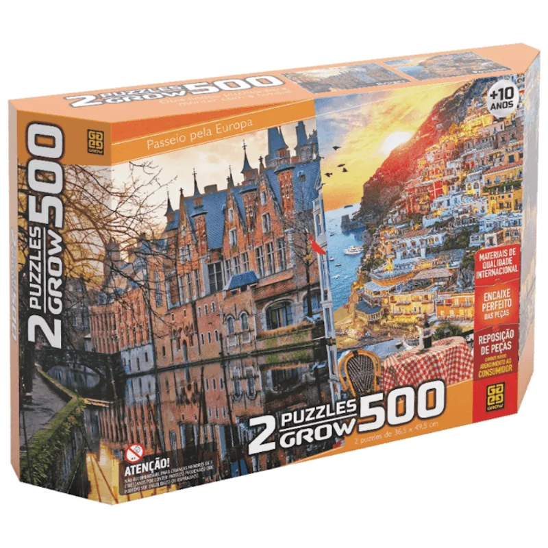 Quebra Cabeça Puzzle 500 Pçs Duplo Passeio Pela Europa Grow