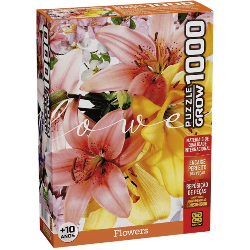Quebra Cabeça Puzzle 1000 Peças Flowers Flores da Grow