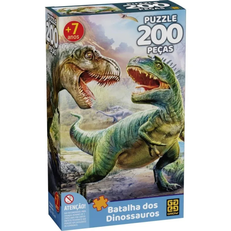 QUEBRA-CABECA Cartonado Batalha dos Dinossauros 200PCS - Grow - Brinquedos
