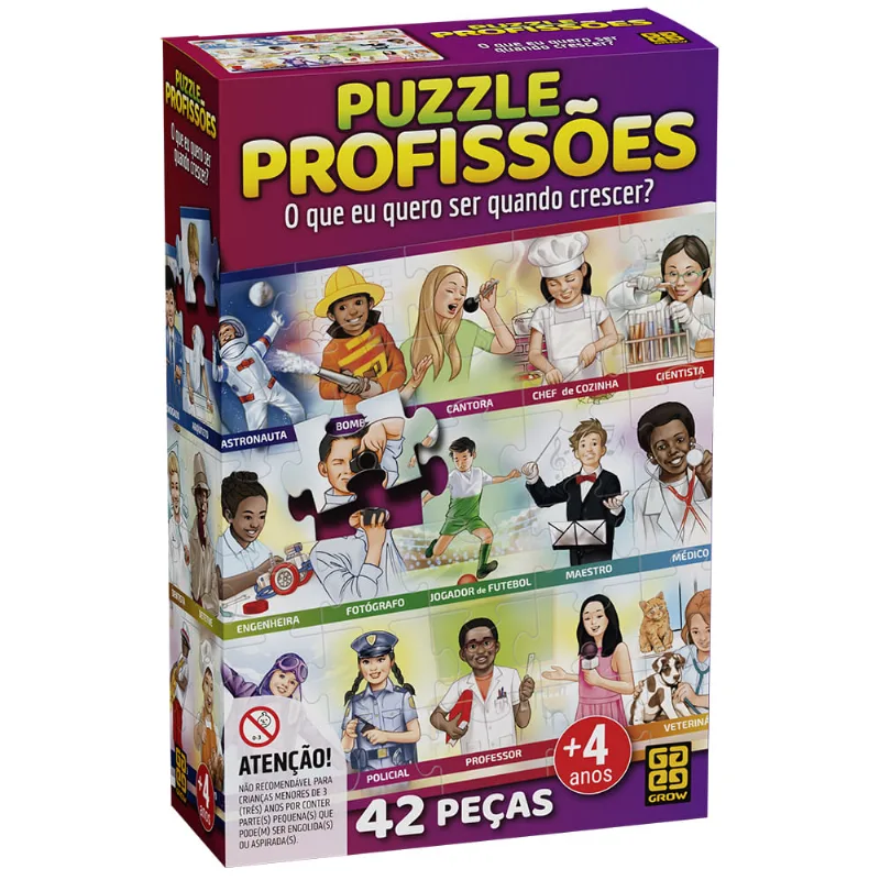 Quebra-Cabeça Profissões - 42 Peças - Grow