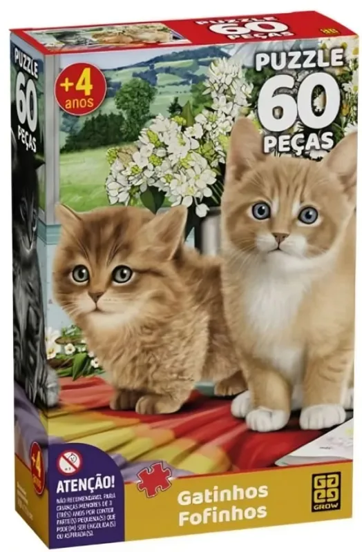 Quebra-Cabeça 60 Peças Gatinhos Fofinhos - LC - Brinquedos