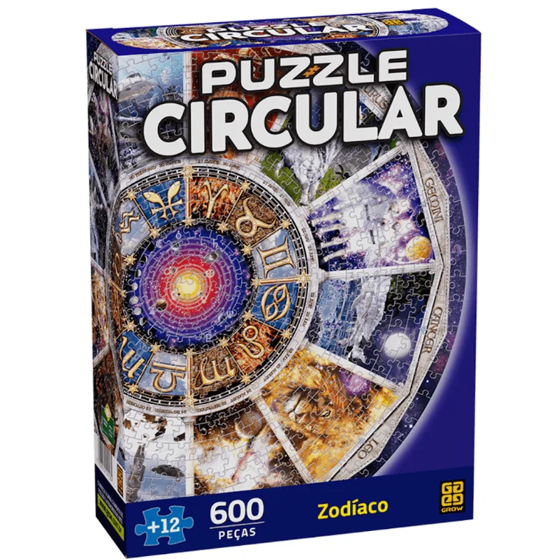 Quebra Cabeça Puzzle Com 600 Peças Circular Zodíaco Grow