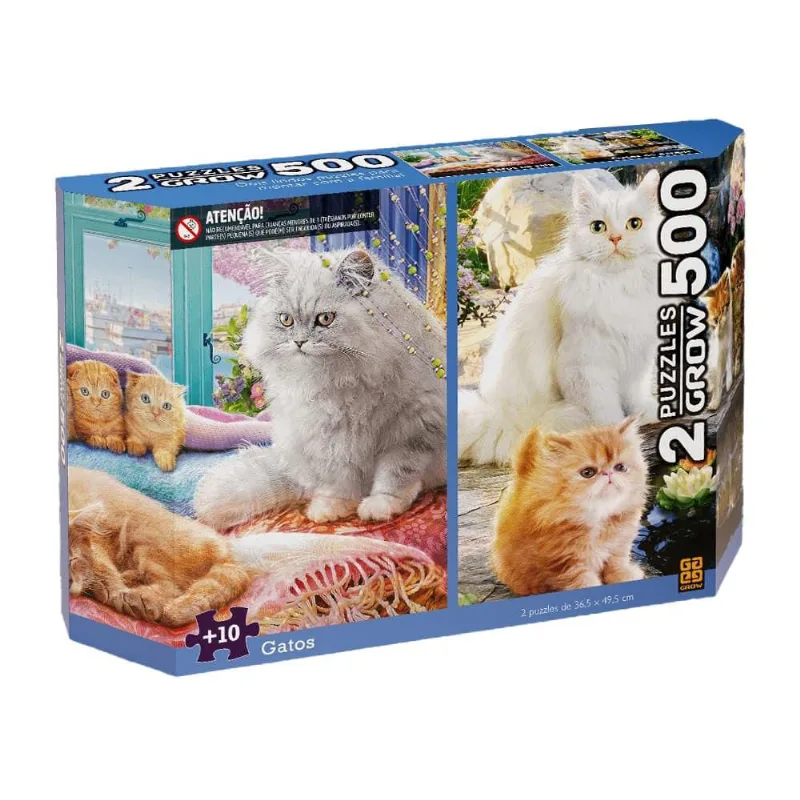 Quebra-Cabeça Duplo Gatos 500 Peças - Grow