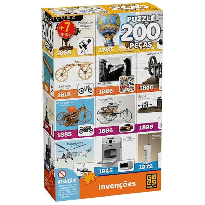 Quebra Cabeça Puzzle 200 Peças Invenções Grow