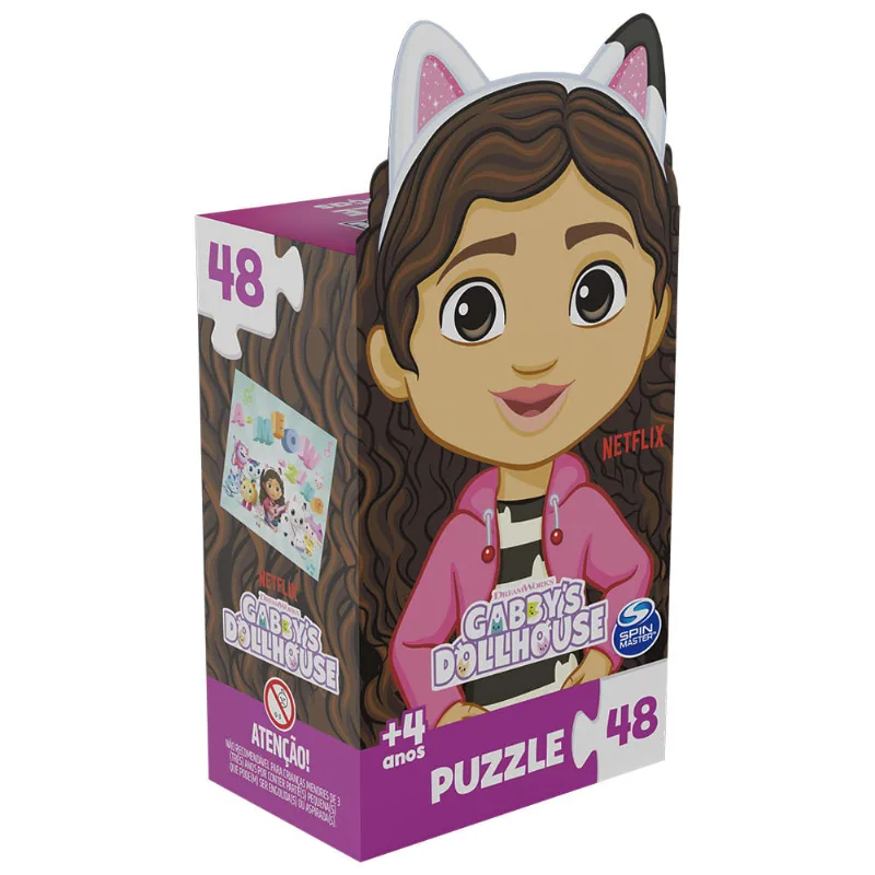 quebra cabeça gabby's dollhouse 48 peças grow