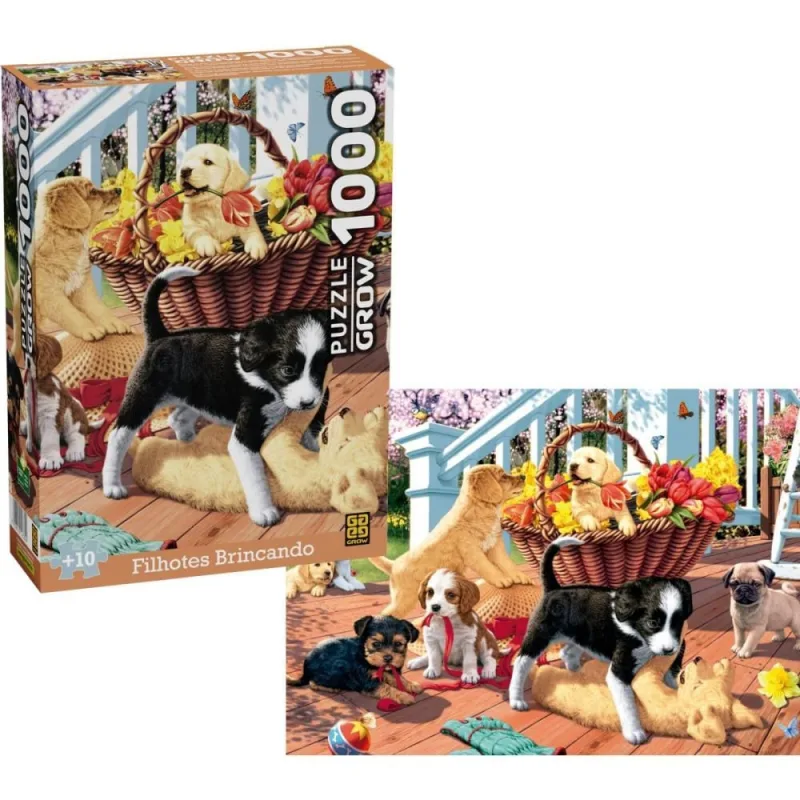QUEBRA-CABECA Cartonado Filhotes Brincando 1000PCS - Grow - Brinquedos