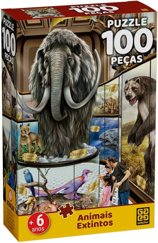 Quebra-Cabeça 100 Peças Animais Extintos - LC