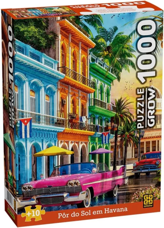 Quebra-Cabeça Por do Sol em Havana 1000 Peças 04571 - Grow - Grow
